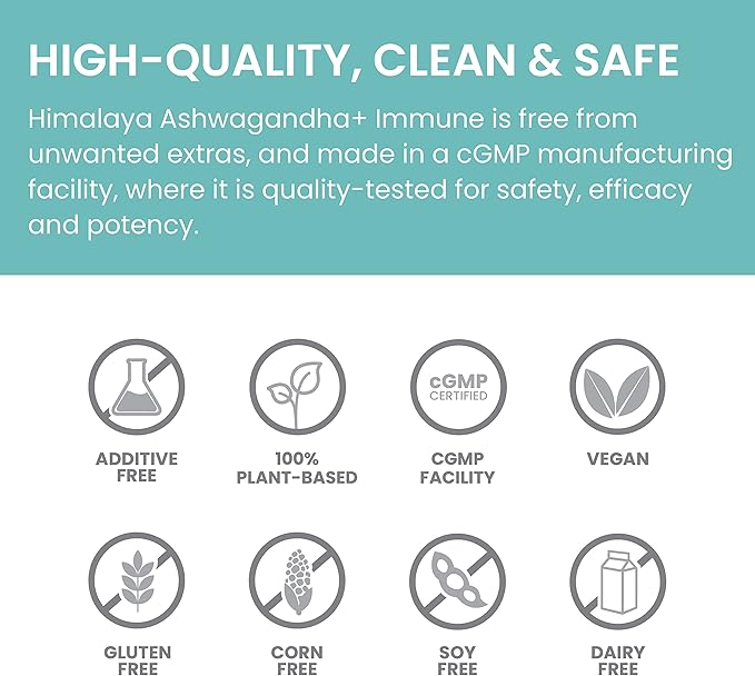 Himalaya Ashwagandha+ Immune - Herbal Immune Support Supplement with Vitamin C Zinc Elderberry and Amla for Immunity - Vegan Non-GMO Gluten Free 960 mg 60 Capsules
