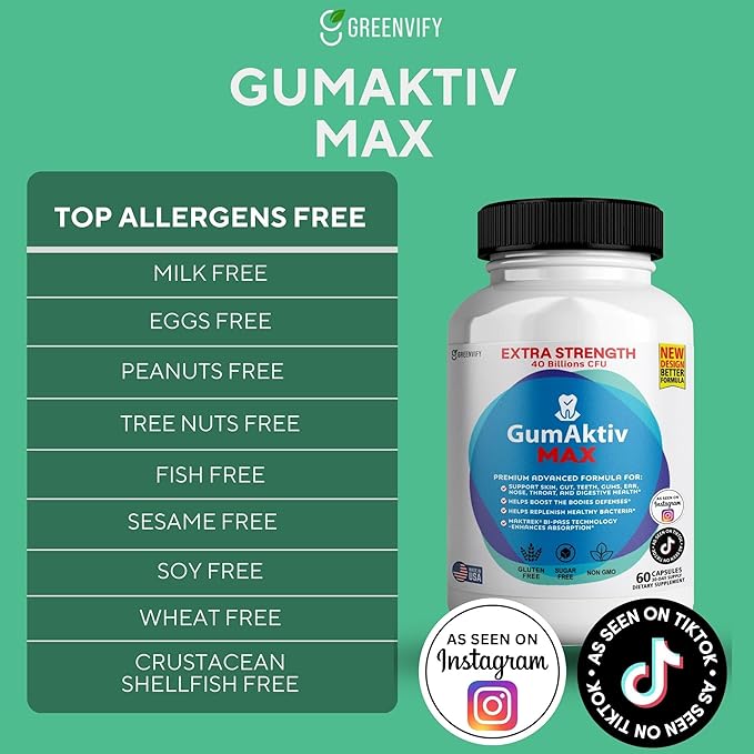 GumAktiv Max Probiotic Supplement 40 Billion CFU 60 Capsules Advanced Formula for Digestive Health (1)