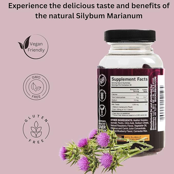 Sugar-Free Milk Thistle Gummies with Blueberry Flavor + Saw Palmetto 9-in-1 Gummies with Raspberry &amp Pomegranate – Vegan Non-GMO Supplement Bundle
