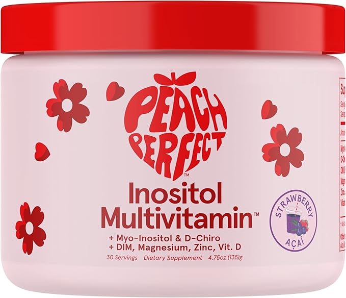 Peach Perfect Inositol Powder Multivitamin Strawberry Acai Flavor – 3 – Supports Women’s Health 30 SVG