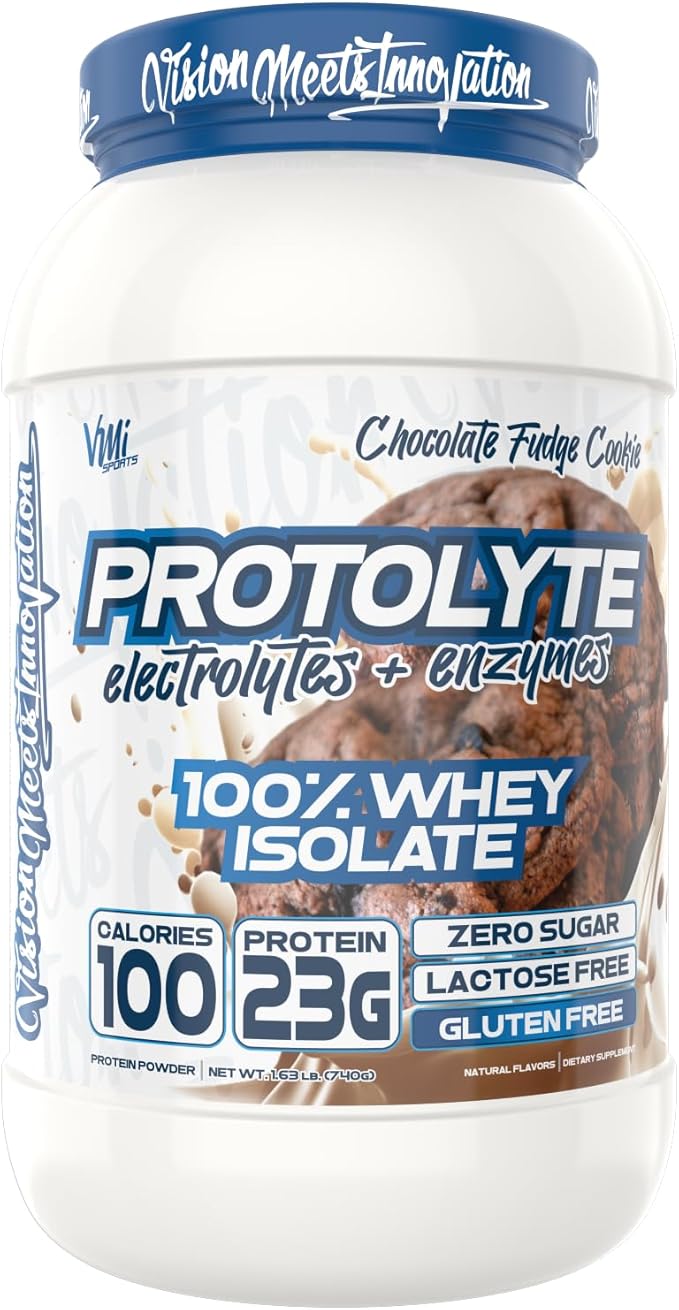 VMI Sports | ProtoLyte Whey Isolate Protein Powder | Low Calorie Whey for Weight Loss and Muscle Gain | Digestive Enzymes | Non-GMO (1.6 lb Chocolate Fudge Cookie)