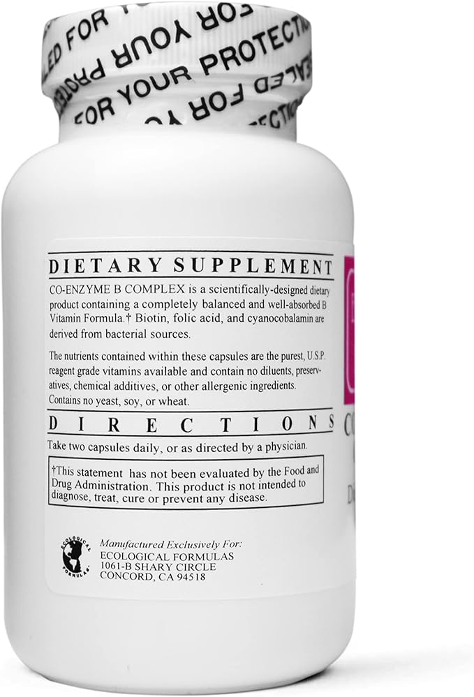 Ecological Formulas Vitamin B Complex Supplement with Thiamine Riboflavin Niacin Pantothenic Acid Pyridoxine Biotin Folic Acid Cobalamin Three Fresh Seal Bottles - 200 Count Total