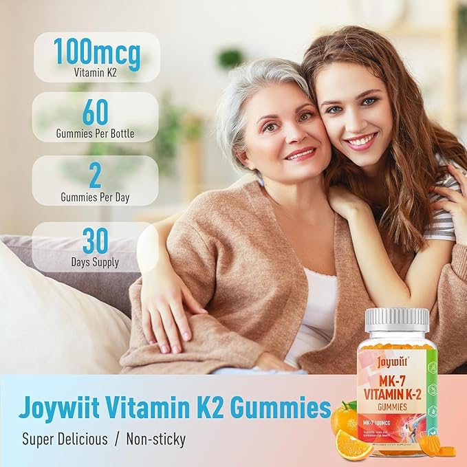 Vitamin K2 MK-7 Gummies 100mcg Extra Strength K2 Vitamin Supplement for Bone &amp He-Art Support Chewable Natural Orange Flavor Non GMO Vegan 120 Gummies