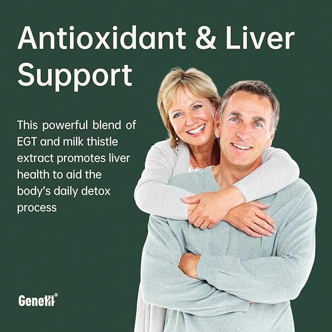 Clinically Studied L-Ergothioneine + Milk Thistle Supplement – Advanced Cellular and Liver Health Support – 30mg 99.99% Ultra-Pure Ergothioneine – Vegan Non-GMO 30 Count