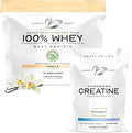 Muscle Feast Micronized Creapure Creatine Monohydrate - Unflavored 250g (x1) and 100% Whey Concentrate Isolate &amp Hydrozlyed Blend - Vanilla 5lb (x1) - Muscle Recovery and Performance Bundle