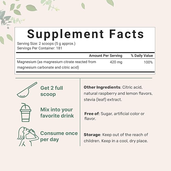 Micro Ingredients MiracleMag Calm Magnesium Powder 2lbs | Magnesium Citrate Powder | Sweet Raspberry Lemon Flavored | Easily Absorbed Ionic Form | Non-GMO Vegan Sugar Free