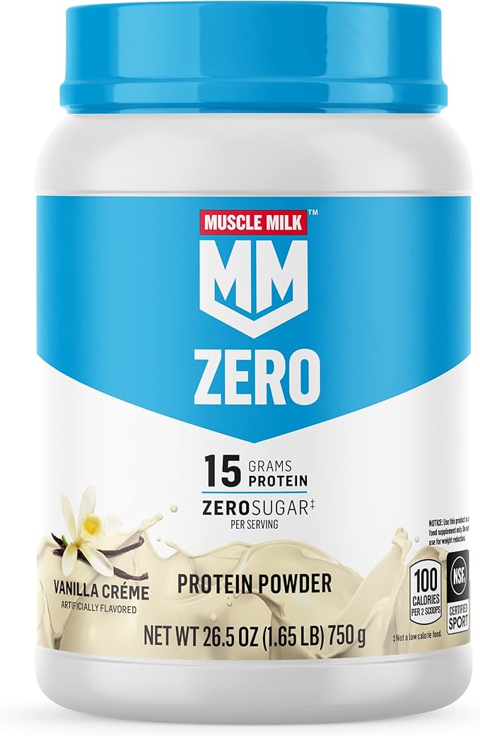 Muscle Milk Zero Protein Powder Chocolate &amp Vanilla 15g Protein 1.65lb 25 Servings Bundle
