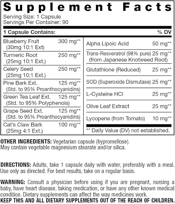 Full Spectrum Antioxidants - with Resveratrol Turmeric Red Grape &amp Acai Berry - Powerful Blend of Potent Anti-Aging Nutrients | Supports Heart &amp Cardiovascular Health | Supplement - 90 Capsu