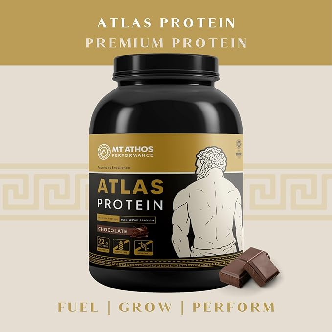 Atlas Chocolate Protein Powder | Goat Milk Whey with Casein Protein | 22 g Protein per Serving | Chocolate | 28 Servings