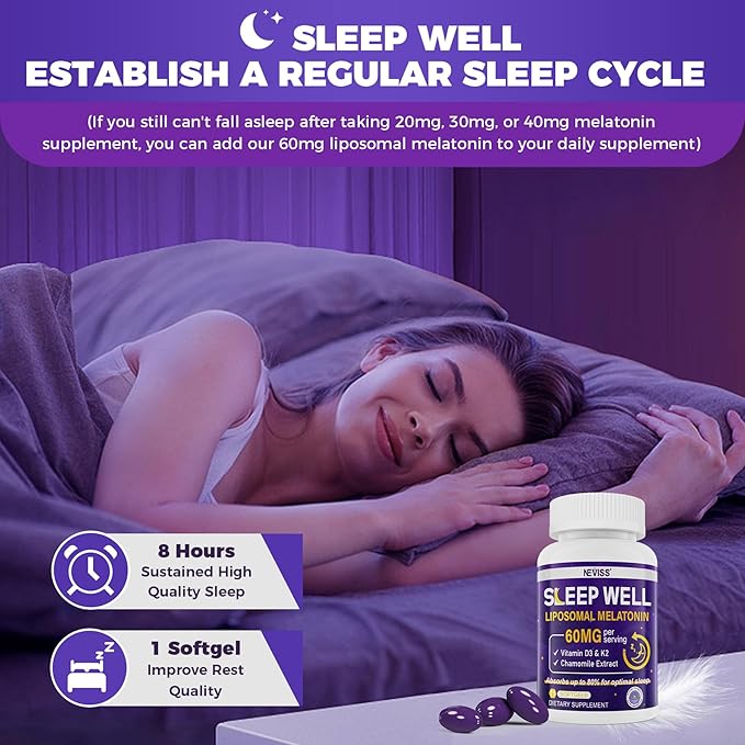 NEVISS Prebiotic Fiber 7G Gummies for Adults + Melatonin 60mg for Adults Bundle
