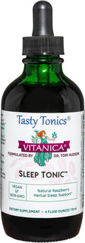 Vitanica Sleep Tonic Natural Liquid Sleep Aid Supplement Dr. Formulated Relaxation and Calm Support for Adults Stress Relief Valerian Root Lemon Balm Passion Flower Vegan 4 Ounce
