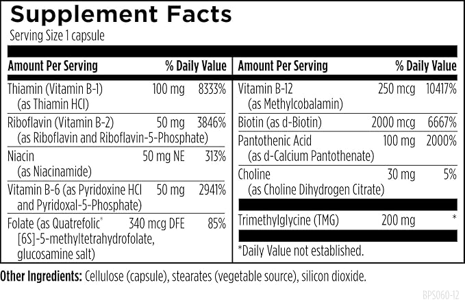 Designs for Health Vitamin B Supreme - B Complex Vitamins for Metabolism Energy Support + Heart Health - Folate Vitamin B12 Niacin Biotin Vitamin B6 + Thiamine B1 Supplement (60 Vegan Capsules)