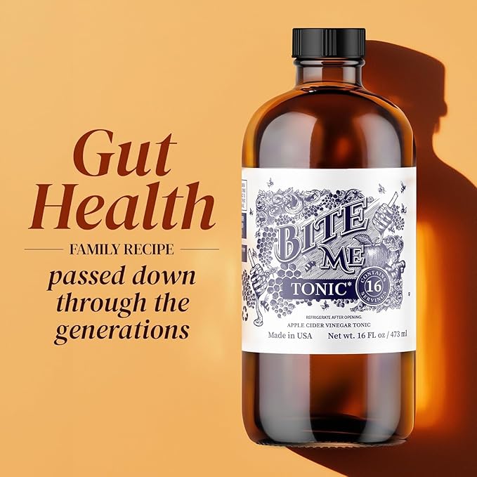 Bite Me Apple Cider Vinegar Tonic with Manuka Honey Hydromeric Ginger Lime Lemon Juice Cayenne Pepper &amp Bioperine for Gut Health &amp Digestion