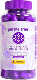 purple tree Post-Celebration Wellness Supplement | Liposomal Dihydromyricetin (DHM) L-Glutathione Milk Thistle for Liver Support &amp Hydration | Electrolytes B Vitamins Willow Bark | 90 Pills