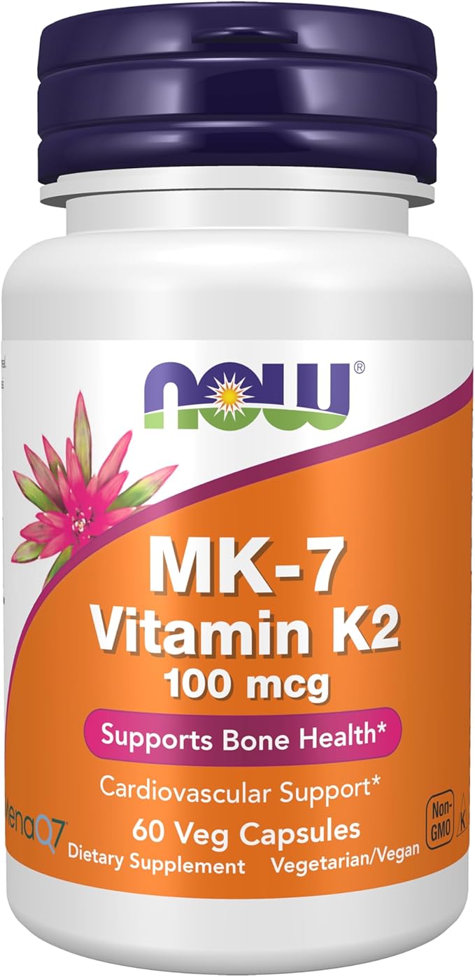 NOW Foods MK-7 Vitamin K-2 100 mcg Veg Capsules 60 Count (3 Pack)