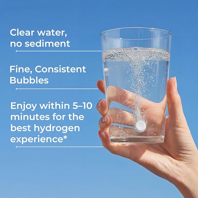 Hydrogen Water Tablets - 12 PPM H2 Molecular Hydrogen - 120 mg Magnesium-Based Reaction System - Supports Antioxidant Defense Cellular Health Energy &amp Brain Function - Non-GMO Unflavored 60 Tab