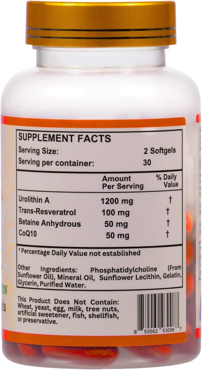 Nikoni Liposomal Urolithin-A Supplement 1400mg Supports Healthy Aging Cellular Renewal &amp Muscle Health- 120 Softgels