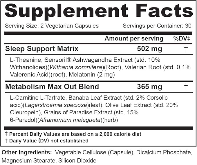 Vitauthority MELT PM Nighttime &amp Weight Loss Pills: Naturally Support More Restful Sleep with Ashwagandha &amp L-Theanine - 30 Servings