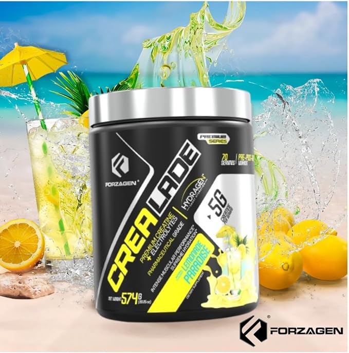 Forzagen Crea-Lade Creatine Monohydrate with Electrolytes &amp Hydration Support 5g Creatine Hydragen™ Blend Magnesium Sodium Potassium BioPerine® Natural Lemonade Flavor 70 Servings