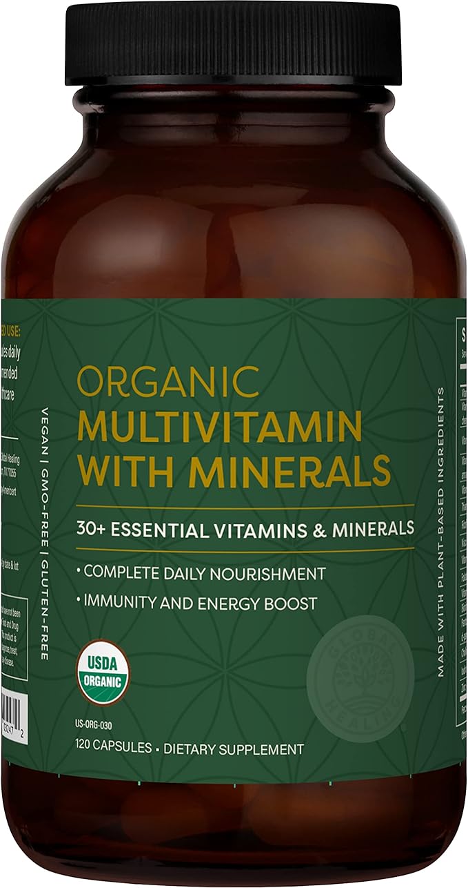 Global Healing Center - USDA Organic Multivitamin for Women &amp Men - Vitamins Include A C D &amp More for Your Overall Health &amp Wellness Needs - Complete Daily Multi Vitamin Nourishment (12