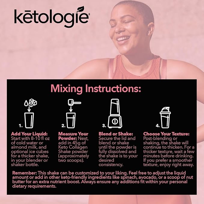 Keto Collagen Shake (Vanilla) - with Coconut Oil Prebiotics Grass Fed Hydrolyzed Collagen Peptides Type I &amp III Low Carb Gluten Free1.78lbs. (810g Strawberry)