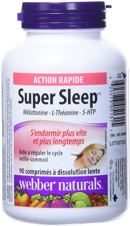 Webber Naturals Super Sleep Melatonin Plus L-Theanine &amp 5-HTP 90 soft-melt tablets (1)