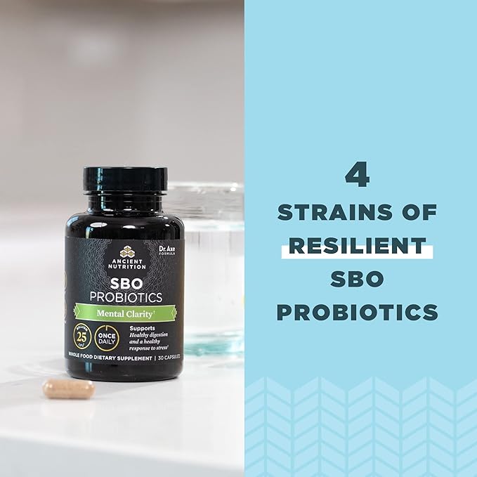 Ancient Nutrition Probiotics for Mental Clarity Once Daily Probiotics 30Ct Helps Promote Mental Clarity and Concentration Supports Healthy Energy and More Restful Sleep 25 Billion CFUs*