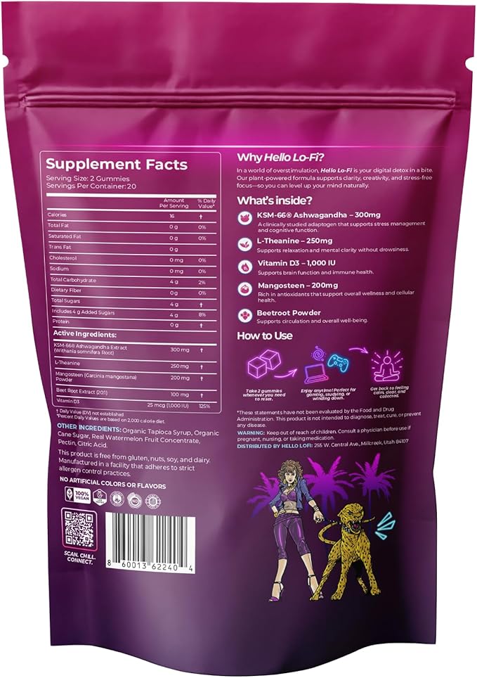 Chill Gummies Relaxation and Focus Supplement with L Theanine and Ashwagandha Defense System Support with Mangosteen and Vitamin D Gluten Free Vegan Watermelon Flavor 40 Count