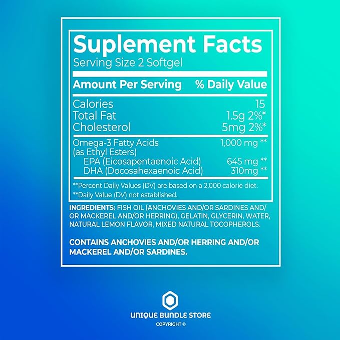 Omega 3 Mini 1000mg from Fish Oil – 120 Softgels Lemon Flavor Fish Oil Omega 3 Supplements with EPA DHA Fatty Acid Supplement Easy to Swallow (Pack of 2)