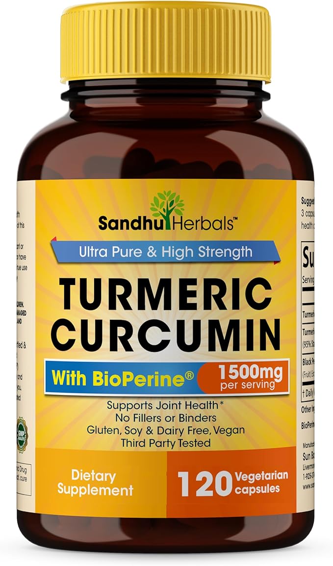 Sandhu Herbals Seamoss &amp Turmeric Curcumin with Bioperine Capsules | Supports Immune Digestive Cognitive Skin &amp Hair Health