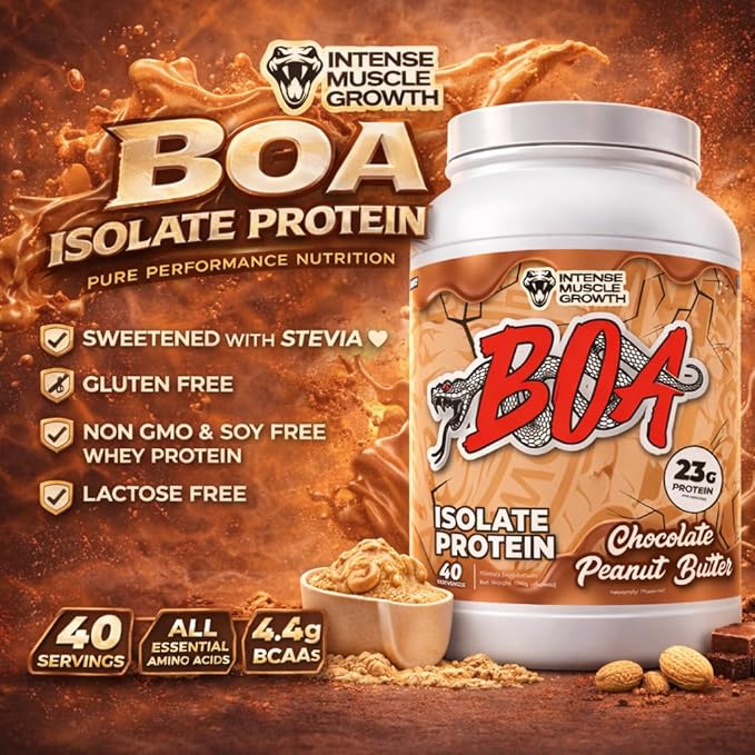 BOA Isolate Protein with Vitamin B6 and Zinc - Low-Sodium Whey Protein Isolate 23g of Protein per Scoop - (Chocolate Peanut Butter - 40 Servings)