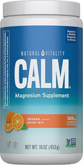 Natural Vitality Calm Magnesium Citrate Supplement Anti-Stress Drink Mix Powder Gluten Free Vegan &amp Non-GMO Orange 16 oz