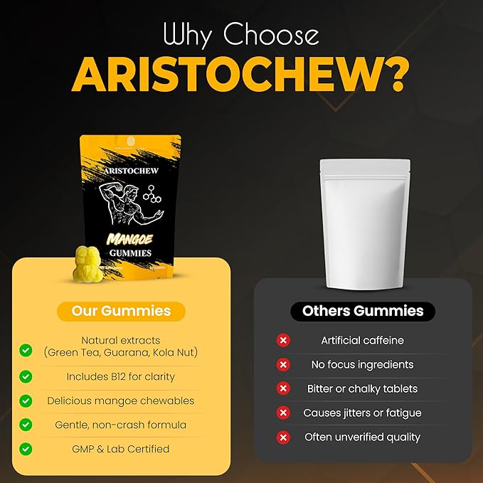 Aristochew Multivitamin for Men Gummies – Men’s Multivitamins Gummies for Energy Immunity &amp Metabolism Support – Non-GMO Gluten-FreeSupplement with 10 Essential Vitamins – Mango Flavor10 Count