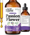 Wild &amp Organic Passion Flower Tincture - Mood Support - Calming Passionflower Supplement - Passiflora Incarnata Liquid Extract - Vegan Sugar &amp Alcohol-Free Herb Drops - 4 fl oz