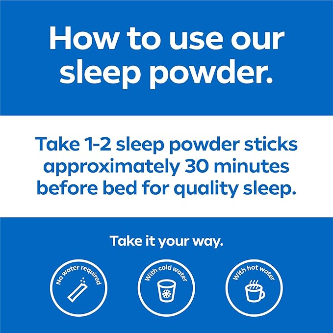 Dream Water Sleep Powder Sugar-Free Gluten-Free Natural Flavors Blend of 3 Ingredients GABA 5mg Melatonin 5-HPT Snoozeberry Flavor 60ct