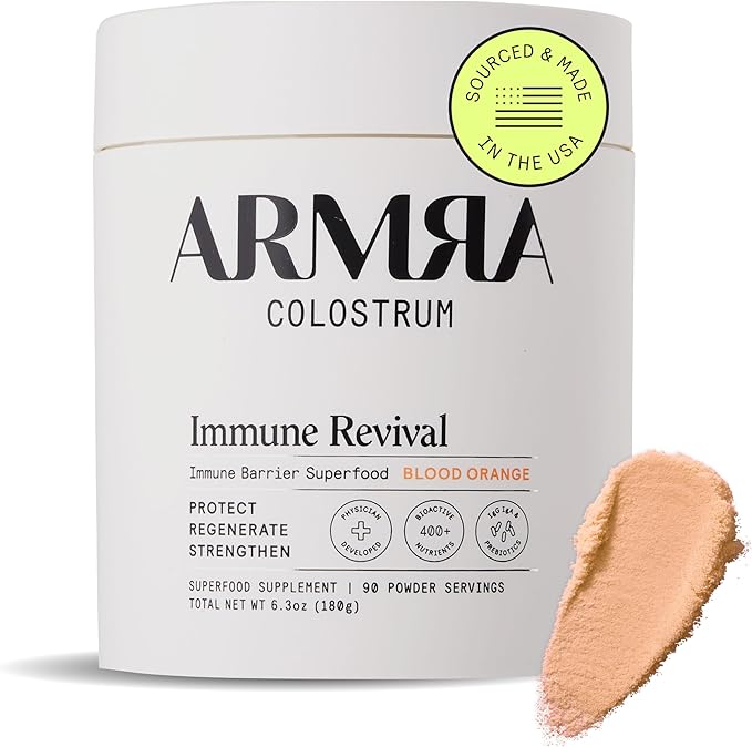 ARMRA Colostrum Powder | Blood Orange | Gut Health &amp Bloating | Skin &amp Hair | Immunity | Keto Gluten &amp Fat-Free | 90 Servings