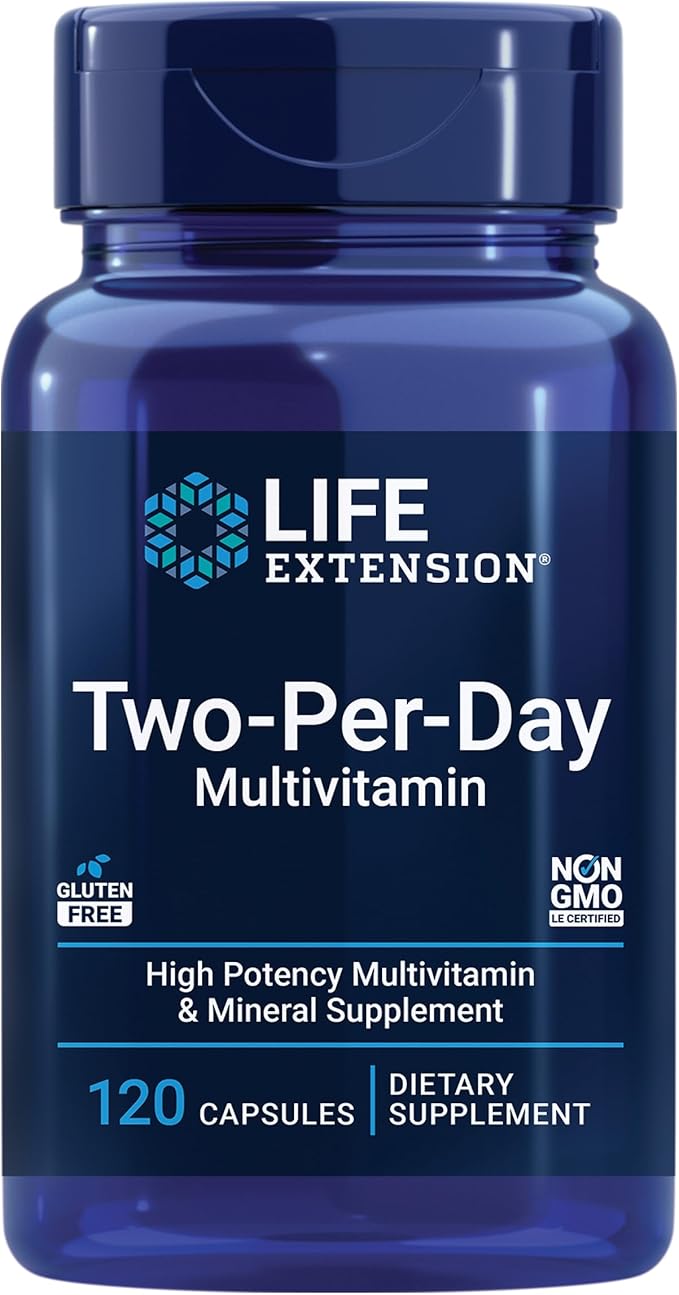 Life Extension Two-Per-Day Multivitamin 120 Capsules &amp 120 Tablets - Vitamins B C D Zinc &amp Over 25 Vitamins Minerals &amp Extracts