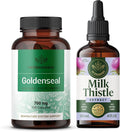 HERBAMAMA Goldenseal and Milk Thistle Kit - Bundle of 700 mg Goldenseal Root Capsules and Milk Thistle Tincture 2 fl oz - Vegan Non-GMO Sugar &amp Alcohol-Free - 2 Pack