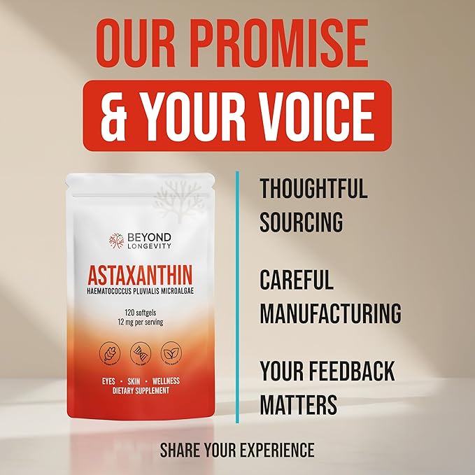 Astaxanthin 12mg Supplement - 120 Softgels Fresh Microalgae Source Non-GMO &amp Gluten-Free Antioxidant Eye Skin and Wellness Support