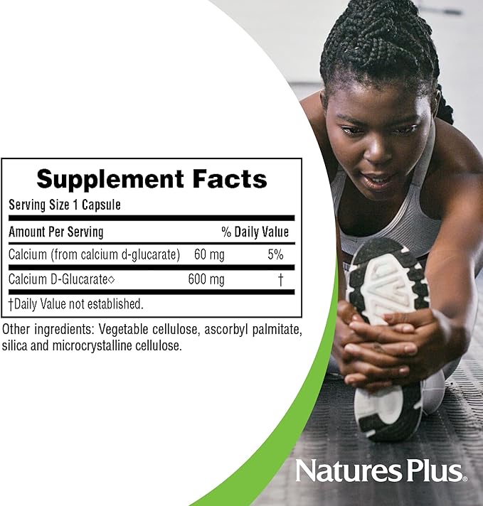NaturesPlus PRO Calcium D-Glucarate (CDG) 600 mg - 90 Capsules - Non-GMO Vegan Gluten Free Soy Free - 90 Servings