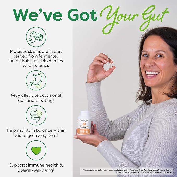 Probulin Total Care Probiotic Supplement Daily Gut Digestive and Immune Health Probiotics Capsules for Men and Women 20 Billion CFU Vegan 30 Count Bottle