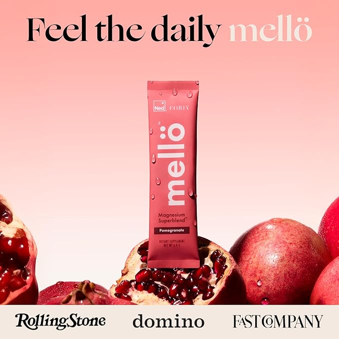 mellö Magnesium Superblend Bundle - Pomegranate &amp Lavenderberry - Magnesium Glycinate with L-Theanine GABA &amp Trace Minerals - Supports Sleep Relaxation and Balanced Energy - 2 x 10-Packs
