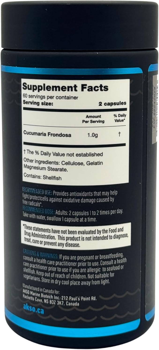 Wild Sea Cucumber Supplement Capsules Antioxidant Healthy Energy Supplement with Fucosylated Chondroitin Sulfate Collagen Glycosides Vitamins Minerals