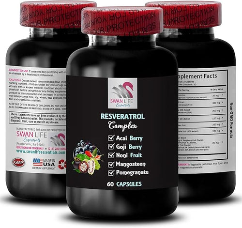 Acai Berry Boost - RESVERATROL COMPLEX - Berry Superfoods Energizing Support Whole Food Goji Berry Shine Daily Antioxidants Flavorful Energy Blueberry Power Active Lifestyle 2 Bottles 120Caps