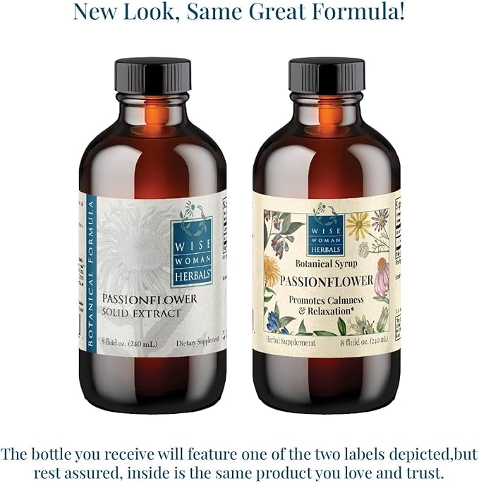 Wise Woman Herbals Passionflower Botanical Syrup (Formerly Solid Extract) 4:1 Alcohol-Free Extra Strength Traditional Herbal Extract Pure Non-GMO 8 Fl Oz