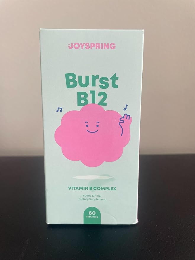 JoySpring Burst B12 Drops - Vitamin B Complex for Kids with Methyl B12 Supplement to Support Healthy Growth &amp Development Vegan Liquid B12 Drops Ages 3-16+ | 2 fl oz (60 Servings)