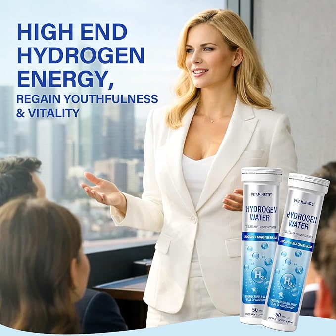 Hydrogen Water Tablets with Magnesium – 100 Counts H2 Molecular Hydrogen Tablets Support Healthy Aging Energy Boost &amp Brain Health Lemon &amp Raspberry Flavors - for Home Office &amp Travel