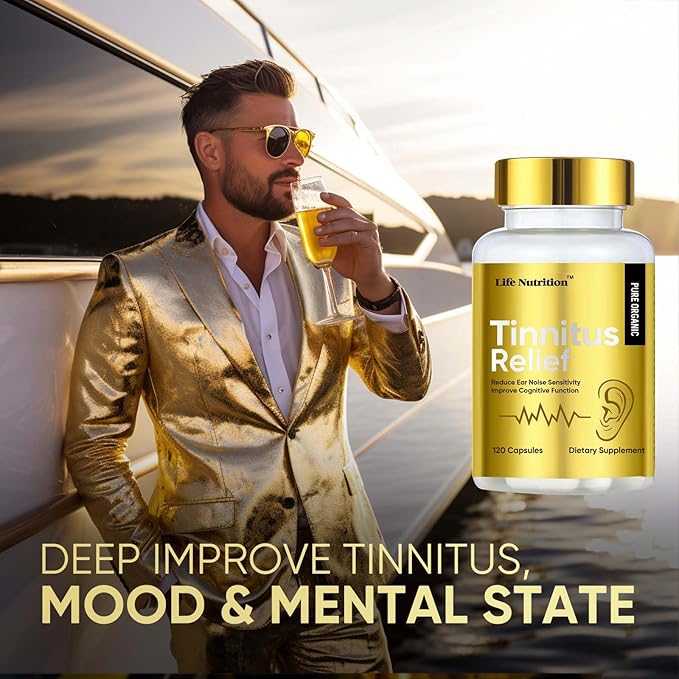 1200MG Tinnitus Relief for Ringing Ears - Advanced Ear Health Support Supplement with Hibiscus &amp Hawthorn Berry - Soothing Comfort for Ear Noise - Non-GMO &amp Vegan - 120 Capsules