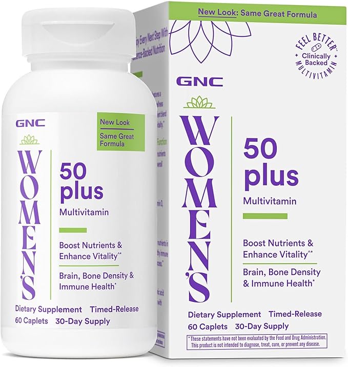 GNC Women's 50+ Multivitamin for Women - Clinically Backed mutlvitamin Formula to Support Aging Women 60 Capsules (30 Servings)