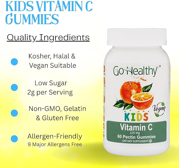 Go Healthy Multivitamin Gummies (1 Bottle) and Vitamin C Gummies (1 Bottle) for Kids Toddlers Vegetarian Kosher &amp Halal Gluten Free Non-GMO Bundle